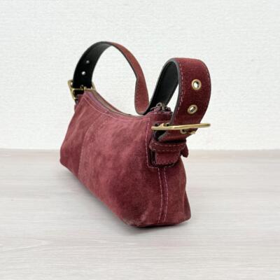 バッグ Coach Suede Accessory Pouch Bag Purple NEW COACH FINEST PURPLE SUEDE LEATHER CLASSIC ZIP SM PURSE