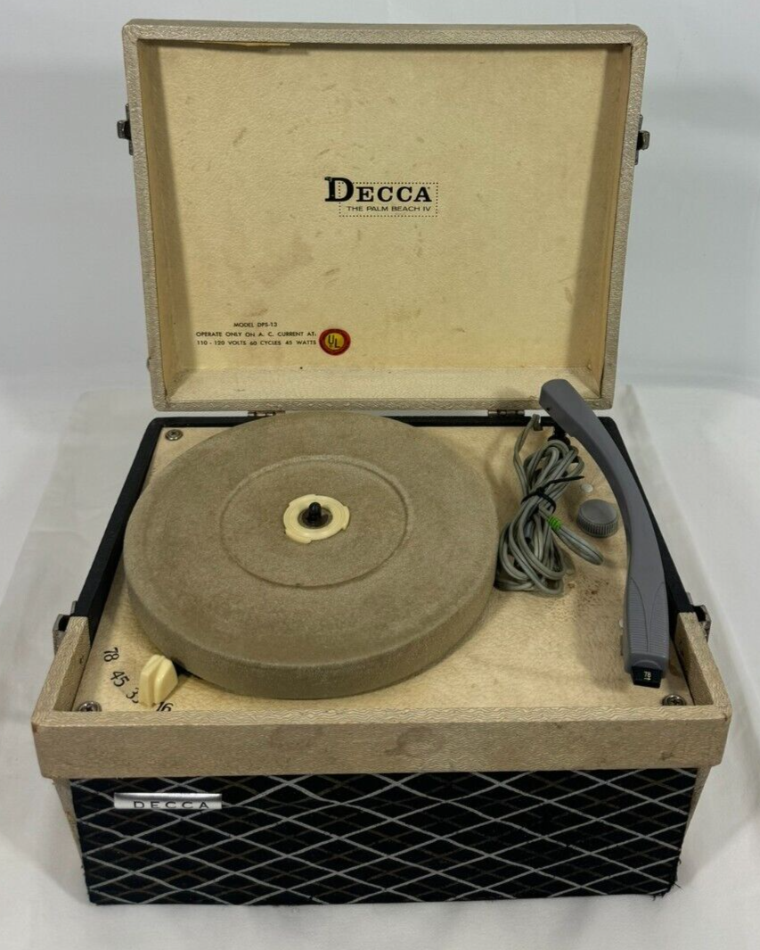 Vintage Decca Portable Record Player Turntable Model DPS-13, Mid