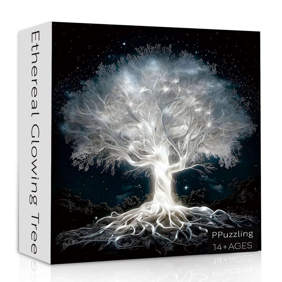 PPuzzling Glowing Tree of Life Puzzle 1000pc Adults Fantasy Forest White - Image 2 of 4