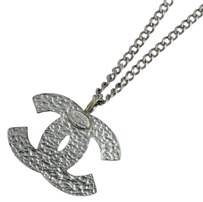 CHANEL Black CC Logo Pendant Necklace 16