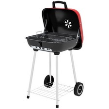 US Stock Charcoal BBQ Grill with Wheels Enamel Coated Steel Warming Rack