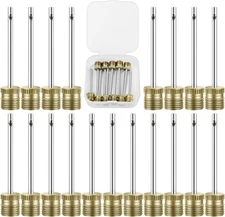 20 Pack Brass Ball Pump Needles with Storage Case - Heavy Duty No Break Air Pump
