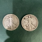 Lot Of Two (2) - 1945 Walking Liberty Half Dollars, 90% Silver - Junk Silver