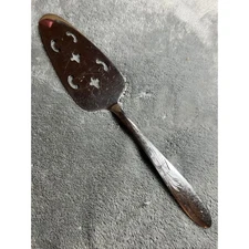 Vintage Utica Cutlery Co Stainless Steel Cake Pie Server Floral Design