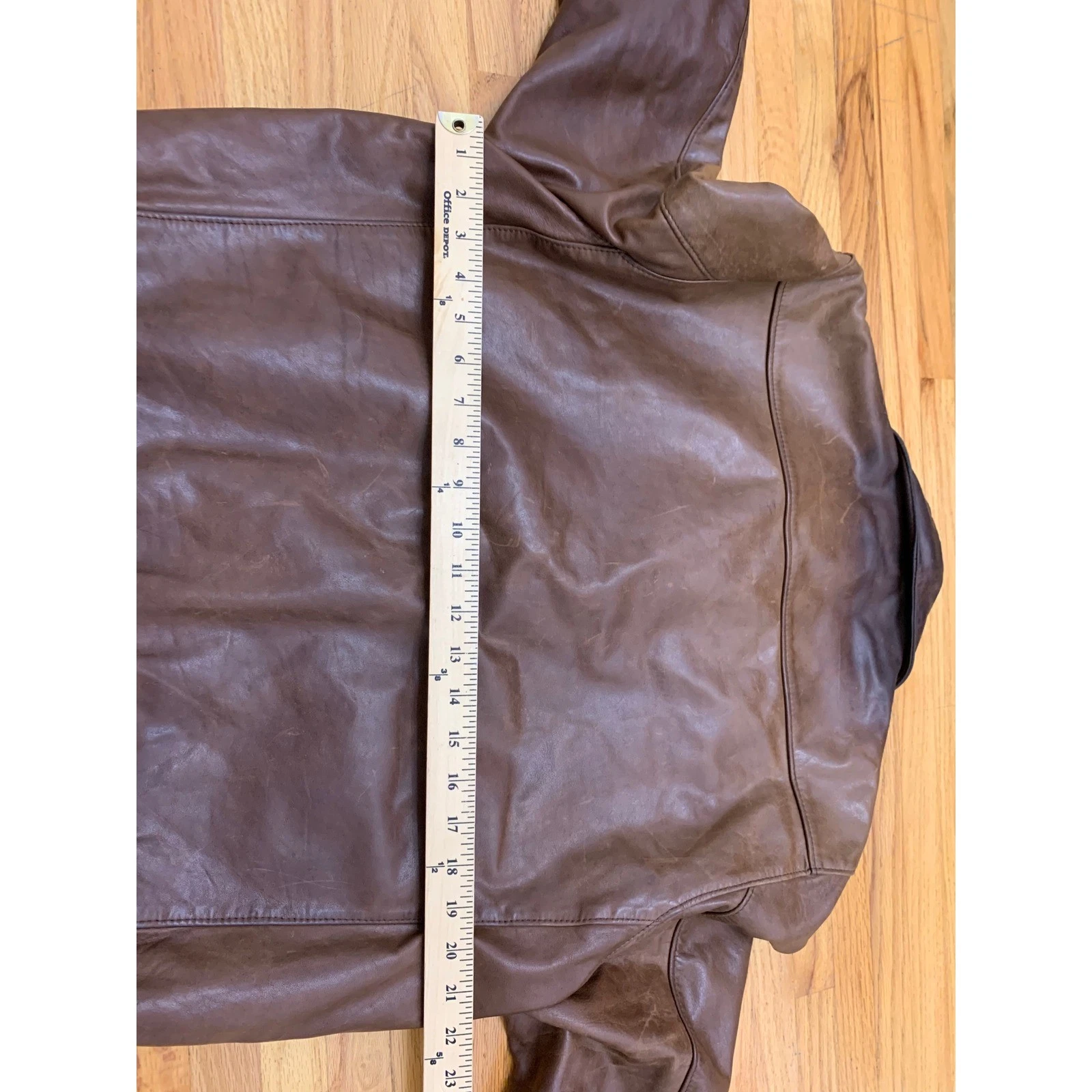 Overland Sheepskin Co. Men's Leather Bomber Flight Jacket Brown Size 42 image 8