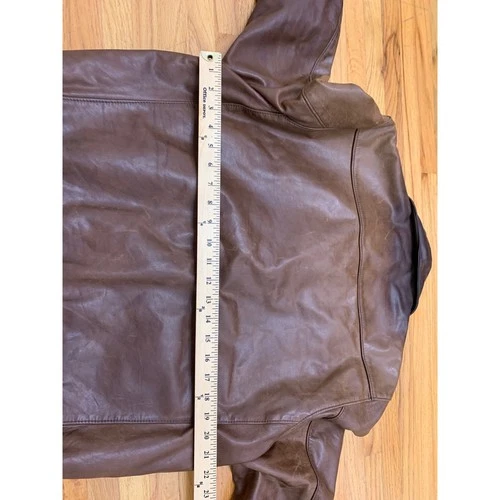 Overland Sheepskin Co. Men's Leather Bomber Flight Jacket Brown Size 42 image 8