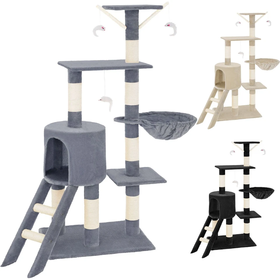 TECTAKE Kratzbaum XXL Katzenbaum Sisal große Katzen Kletterbaum 144 cm Katzenkratzbaum