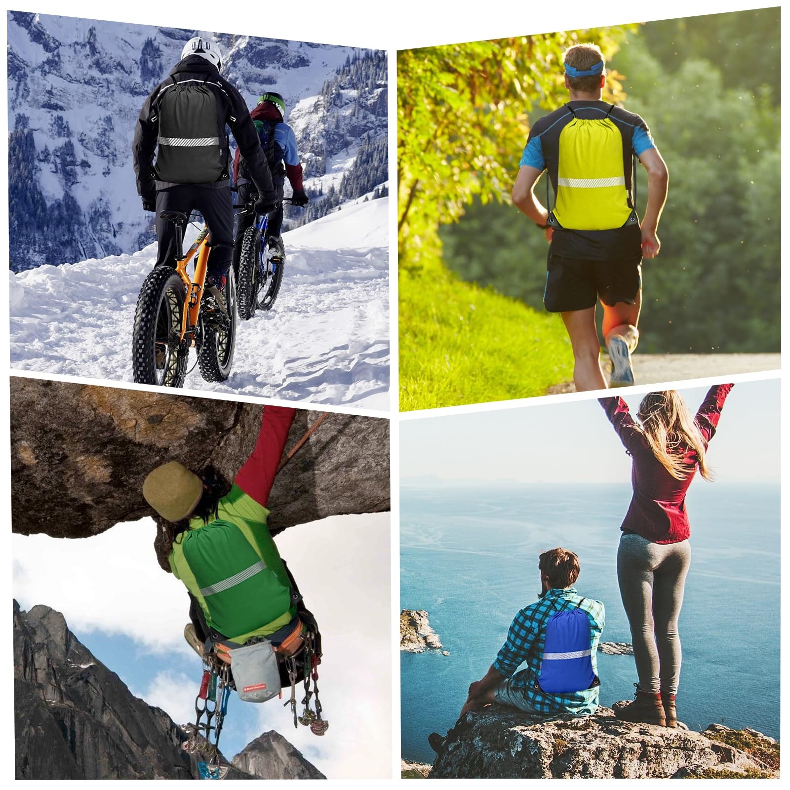 Green Drawstring Backpack Bag work Sackpack - image 4