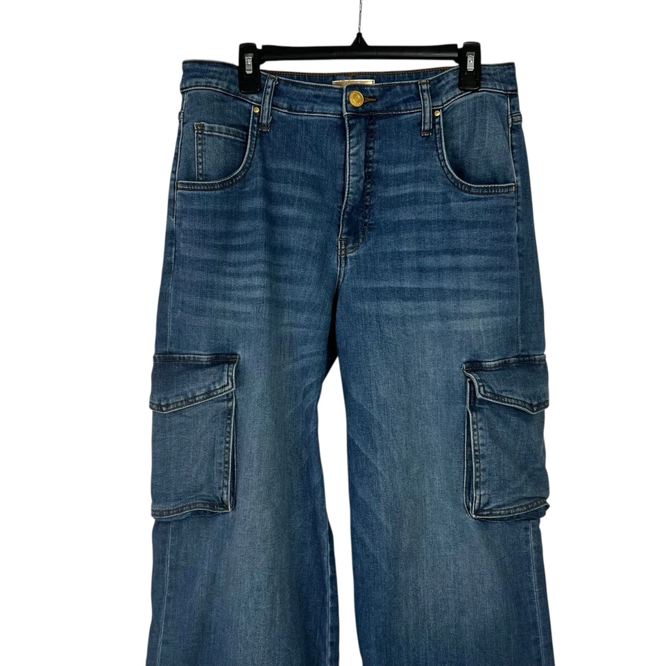 Pantalones de mezclilla KUT from the KLOTH Cargo para mujer JODI FAB AB pierna ancha azules talla 10 Distress Foto 2 de 4