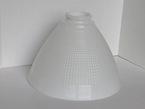 Vtg Milk Glass Lamp Shade Torchiere Waffle 8" Opening 2.25" Fitter Corning