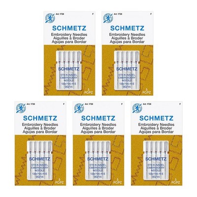 Embroidery Sewing Machine Needles - Precision Needles, Size 90/14, 5-Needle C...