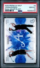 2025 PANINI PRIZM LIV GOLF DUAL COLOR BLAST DUSTIN JOHNSON PATRICK REED PSA 10