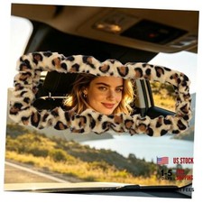 Leopard Print Rear View Mirror Cover,Soft Plush Rearview Mirror Cover with