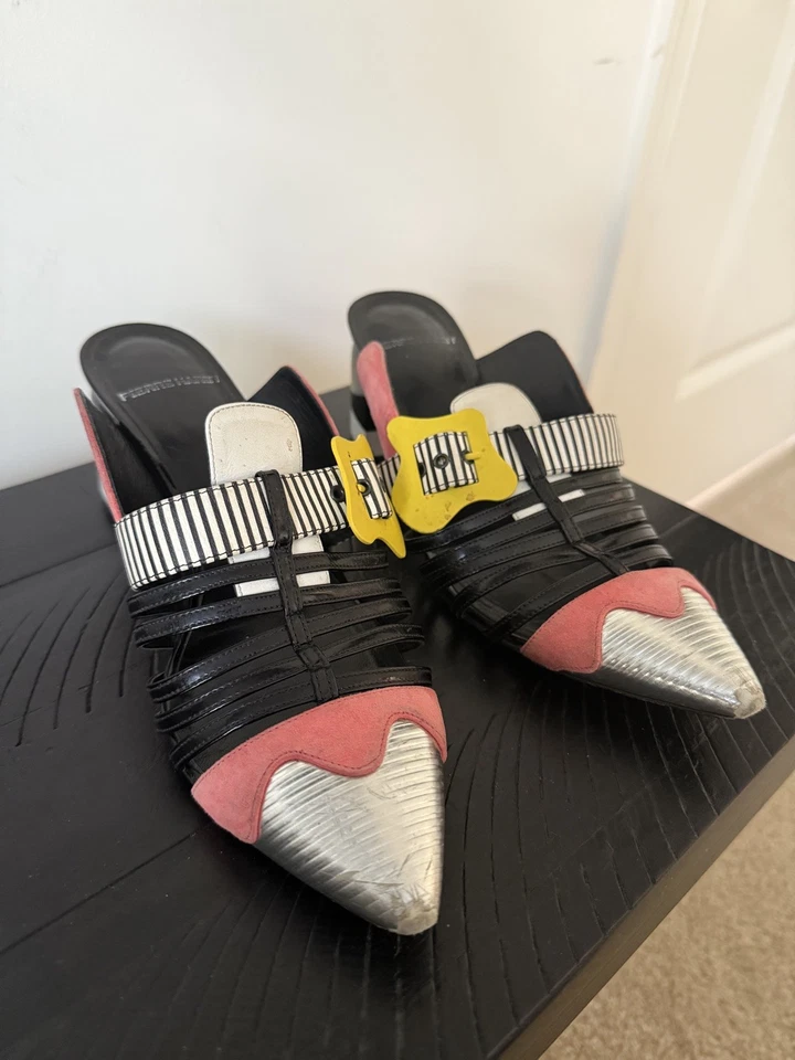 Pierre Hardy Mules Multicolor con Tacón Bloque Talla 38.5 Foto 2 de 4