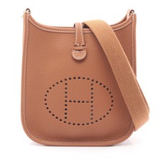 HERMES Evelyne TPM Amazon Gold Shoulder Bag Taurillon Clemence Brown Gold #RC754