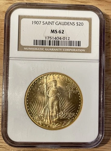 1907 Saint Gaudens $20 Gold Double Eagle NGC MS62 Philadelphia Business Strike