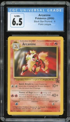 2000 Pokemon Black Star Promo 6 Arcanine Graded CGC 6.5