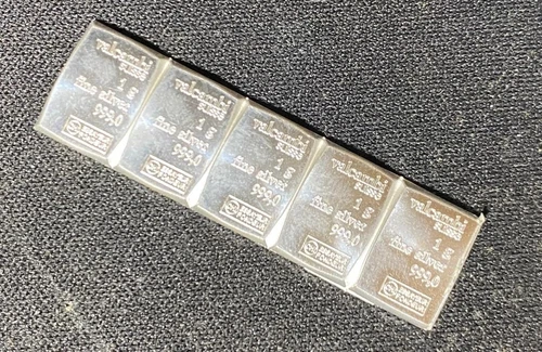 *5* Valcambi, Silver .999, One gram bars connected