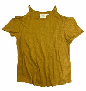 yellow open shoulder top