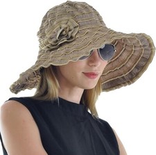 Women Folding Vintage Outdoor Sun Hats for Beach Garden Travelling UV Protection