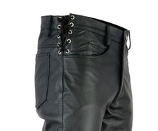 Length 28-36 Waist 30-44 Adjustable Waist Laces Pants Men's Genuine Leather Pant