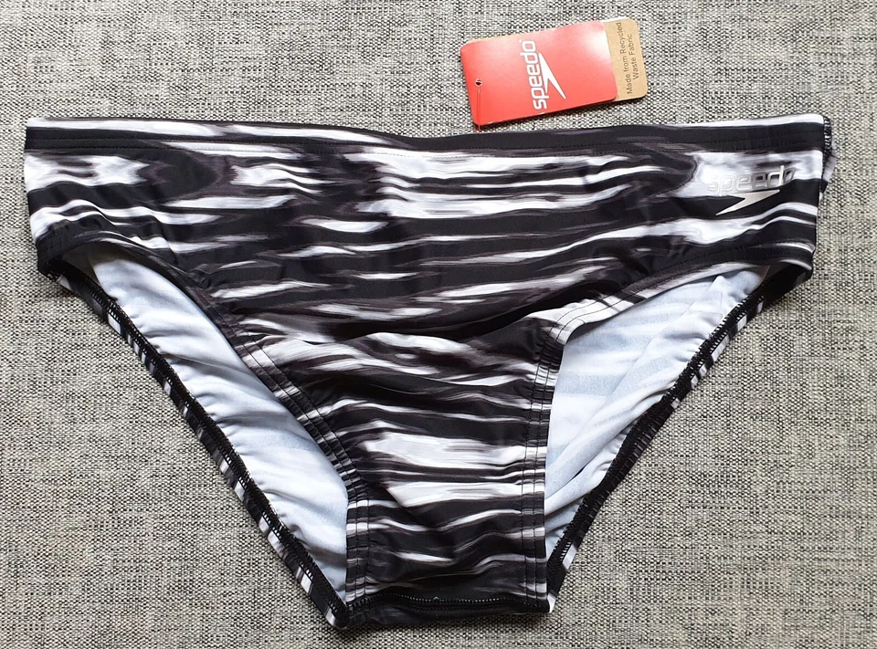 Speedo Mens Swim Briefs Allover Wavewall | 8cm Trunks | AUS XL 18 | BNWT