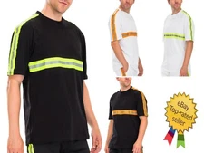 Men's Fashion Cotton T Shirt Visibility Safety Reflective Tape Tshirt