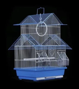 PORTABLE BIRD CAGE WITH PERCHES AND FEEDER FOR SMALL BUDGIE CANARY FINCH EXOTICS