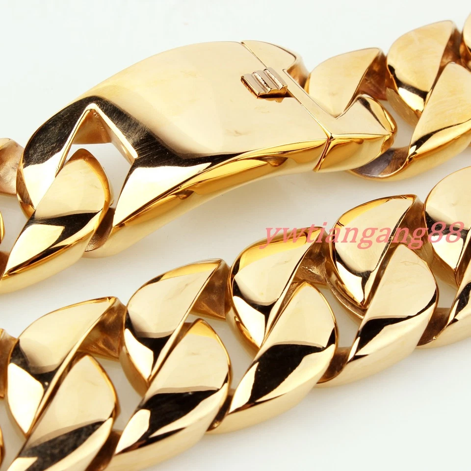 COLLAR CADENA ESLABÓN CUBANO ACERO INOXIDABLE 31 MM GRANDE SUPER PESADO 20-36" Foto 4 de 4