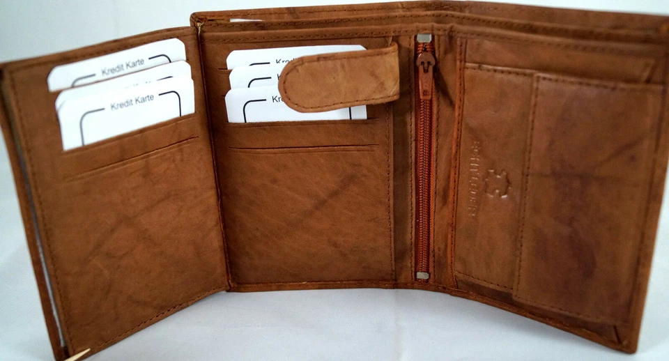 Geldbörse Portemonnaie Brieftasche Geldbeutel Echt Leder Braun Klassisch Weich - Bild 4 von 4
