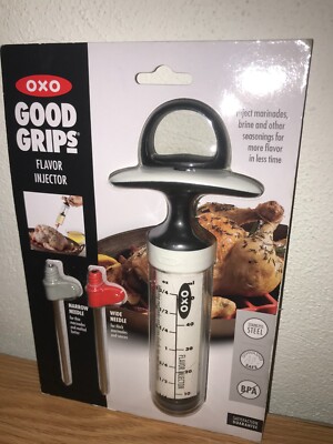 NEW OXO GOOD GRIPS FLAVOR INJECTOR MEAT & POULTRY: 2 STAINLESS STEEL NEEDLES 