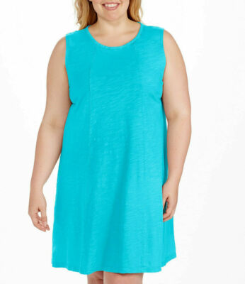 FRESH PRODUCE 2X Marissa Sun Tank Dress Bluefin Turquoise Cotton USA NWT Plus