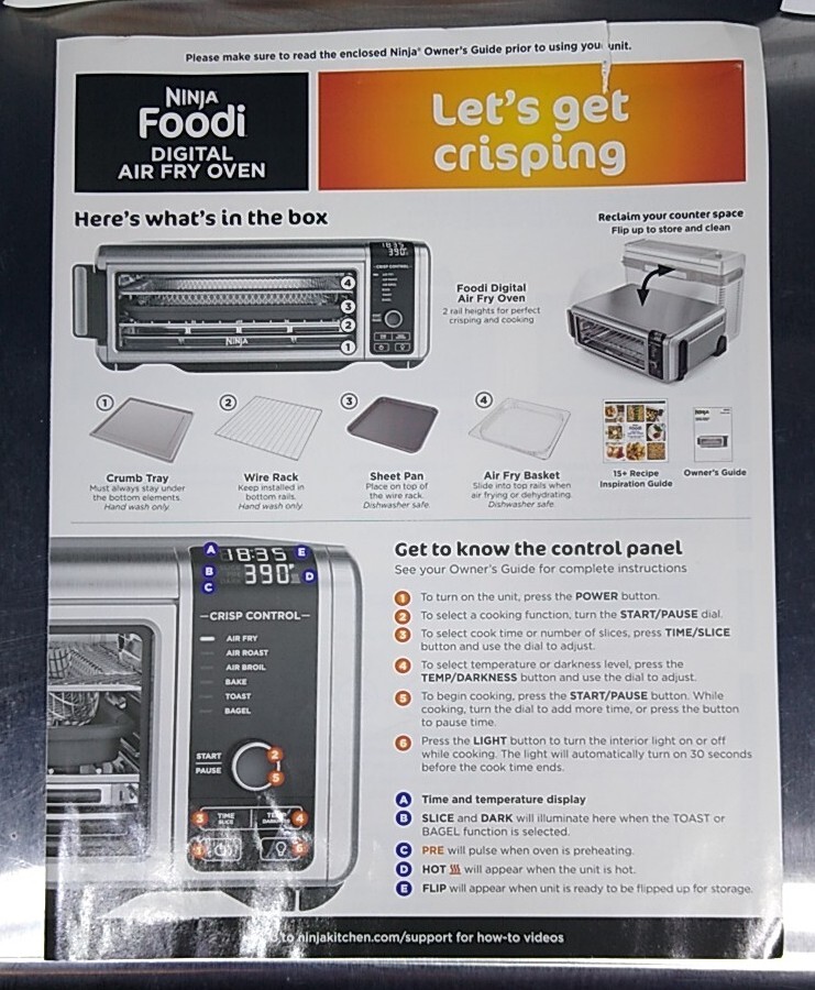 Ninja Foodi SP100 Digital Air Fryer Oven 1800w. Only Missing Sheet Pan