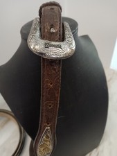 Resistol Brown Leather Heart Engraved Silvertone Concho Western Cowgirl Belt 30"