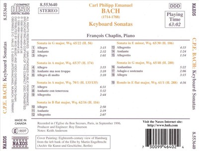 FRANÇOIS CHAPLIN BACH: KEYBOARD SONATAS NEW CD