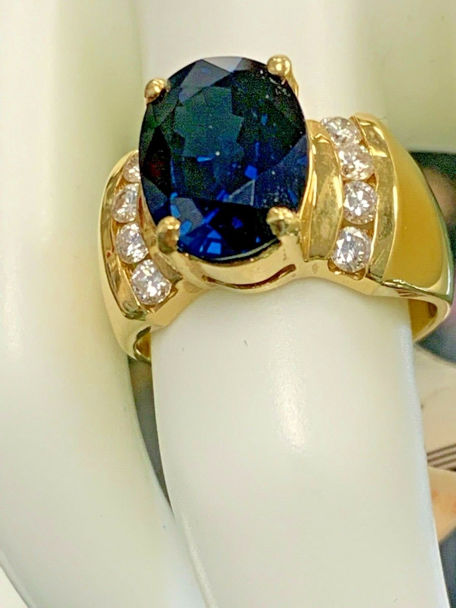 14 yellow gold genuine sapphire- diamond ring pkxxxx | eBay