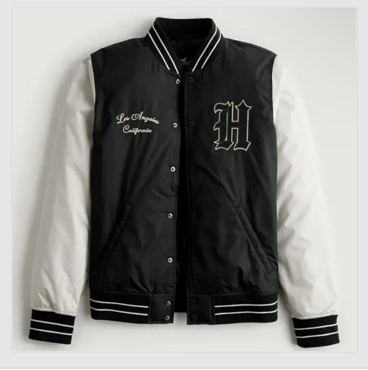 Hollister Men Varsity Bomber Jacket Los Angeles California 99