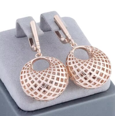9ct Rose Gold filled Unique Hollow Large Ball Round Earrings