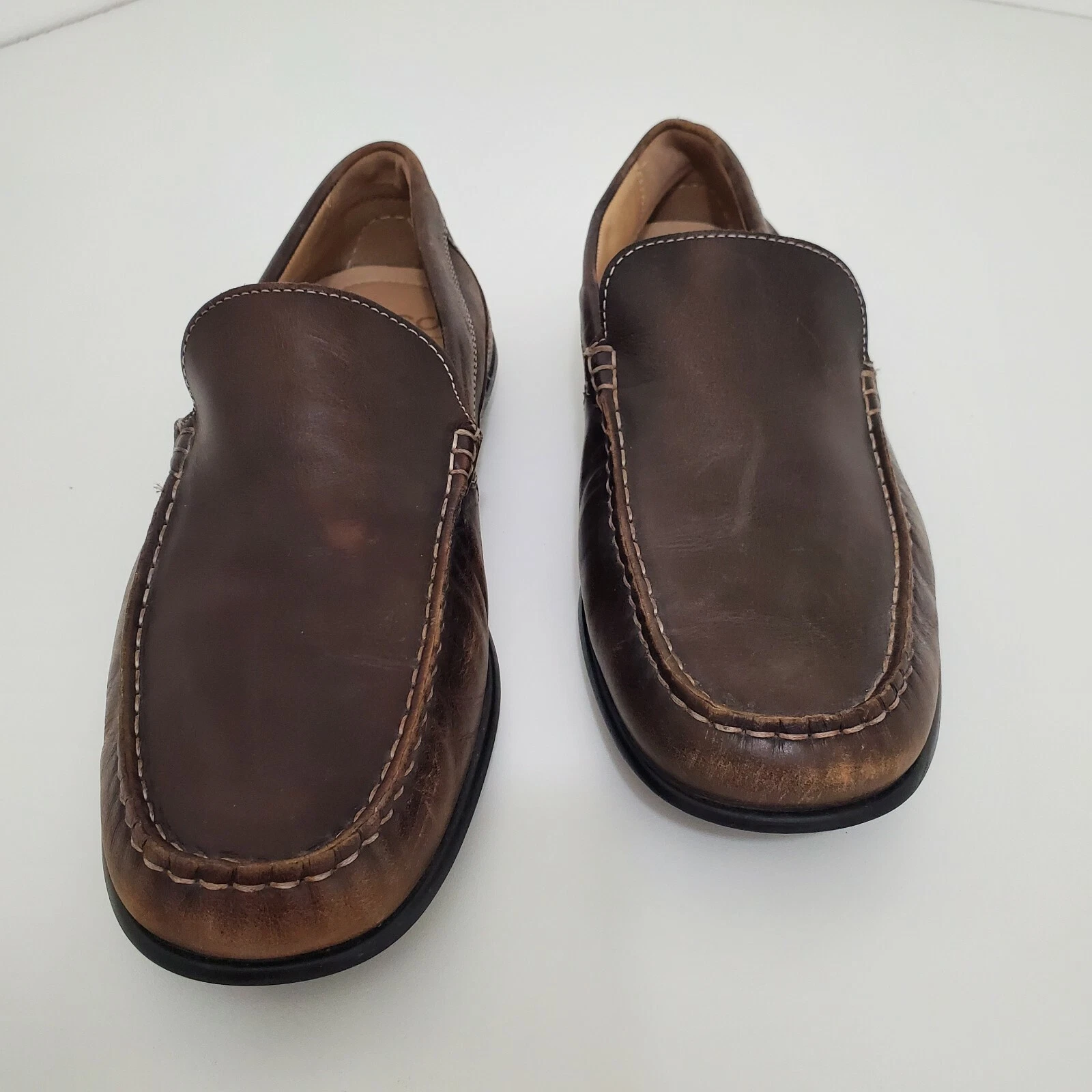 Ecco Men's Brown Leather Loafers US Sz 9 9.5 Eur 43 Casual Slip On Driver Shoes