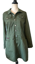 Tommy Hilfiger Womens Cotton Denim Dress Olive Green Size Large