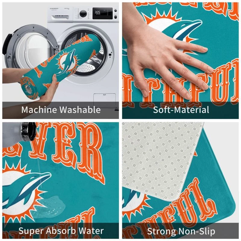 Forever Faithful Miami Dolphins Floor Mat Home Decorative