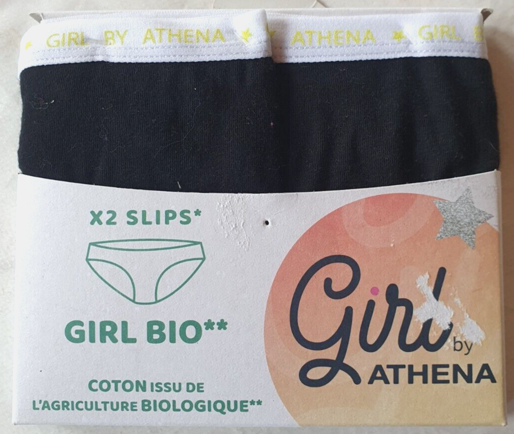 slips Girl en coton bio noirs neufs 12 ans Athena (g)