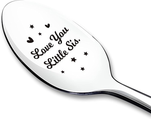Graviertes 'Love You Little Sis' Löffel-Geschenk – Aus Edelstahl, 17,8 Cm, Mit Geschenkbox