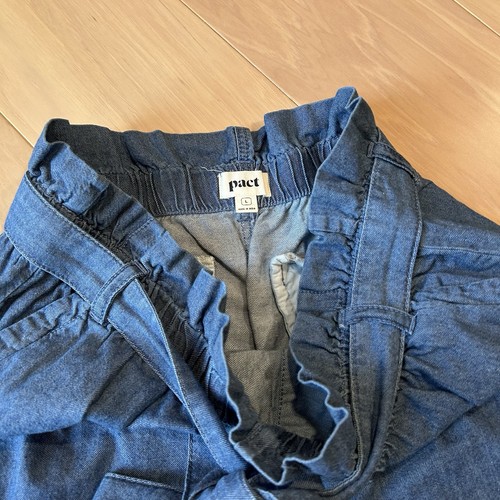 Pact Belted Paperbag Waist Chambray Shorts Blue 2” Inseams Women’s Large - Picture 3 of 5