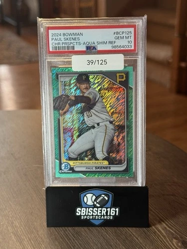 2024 Bowman Chrome Prospects Paul Skenes Aqua Shimmer Refractor /125 PSA 10