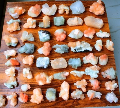 MIX LOT OF APOPHYLLITE, STILBITE, CORAL ( 55 NOS ) MINERALS SPECIMEN