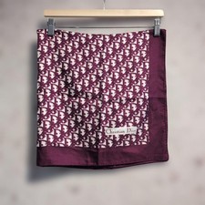 Christian Dior Trotter Bordeaux Large Scarf Luxury Authentic 35.4 in