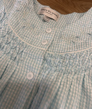 Miss Elaine Robe 1X NWT Blue Check Short Slv Seersucker Embroidered House Dress