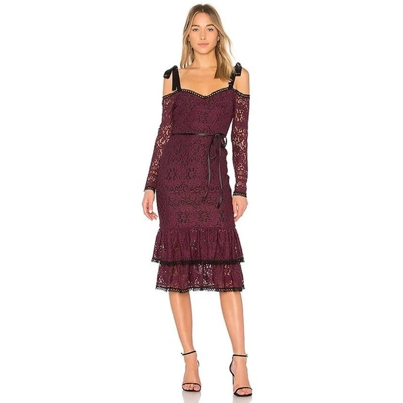 blue dress for baby girl Motel Luth Ditsy Flock Long Sleeve Mini Dress in burgundy-Red