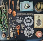 Antique Vintage Mid-century JEWELRY Cameo 1928 Locket Photo Bakelite/Celluloid